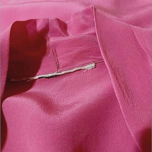 Vtg fuschia silk faux wrap shawl collar blouse - Picture 4 of 15